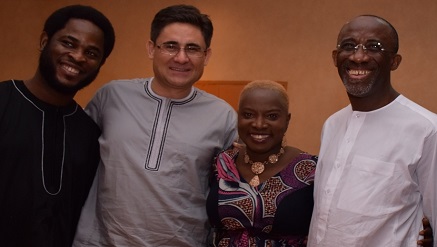 Pic: Director, Brand & Experience, Etisalat NIgeria, Enitan Denloye; Chief Executive Officer, Etisalat Nigeria, Matthew Wilsher; Grammy Award winning singer-songwriter & activist, Angelique Kidjo; and Chairman, Etisalat Nigeria, Hakeem Belo-Osagie at the award ceremony of the 2014 Etisalat Prize for Literature at Intercontinental Hotel, Victoria Island on Sunday